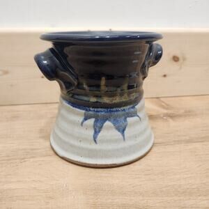 Vtg Pottery Vase Hand Thrown Handmade 5.5" Sun Sunburst 2 Tone Signed 2002